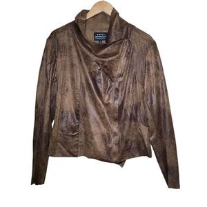 MONTANACO Women's XL Vegan Faux Leather Suede Distressed Moto Jacket New